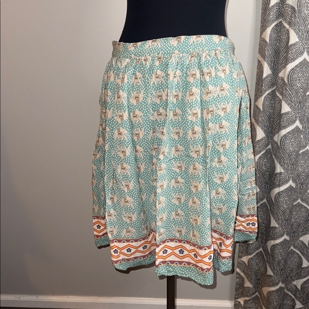 Anthropologie Comme Toi Elephant Print Skirt SZ Large - Picture 3 of 6